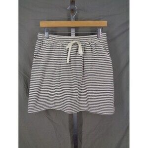 Max Studio Stripe Black Ivory Knit Drawstring Skirt Size Large New